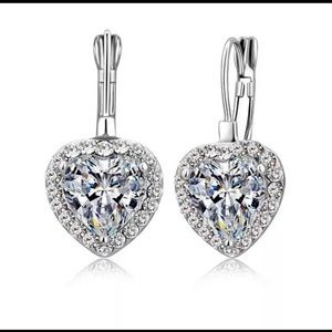 Heart cz pendant earrings